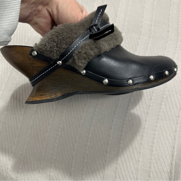 Salvatore Ferragamo dark brown leather studded mule clogs, size 8, wedge - Picture 9 of 15